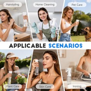 3 Pack Continuous Spray Bottles - Ultra Fine Mist Sprayer, Refillable Water Sprayer for Hairstyling, Plants, Pets, Cleaning, Skincare (6.8 OZ/200ML,White)