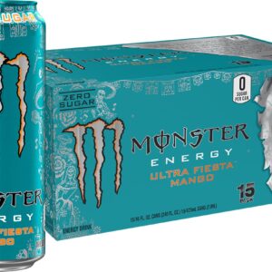 Clearance Sale – Monster Energy Ultra Fiesta Mango, Sugar Free Energy Drink, 16 Ounce (Pack of 15)