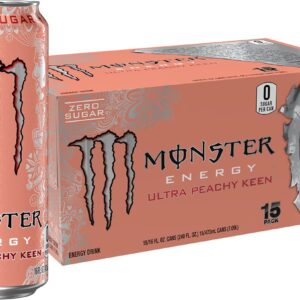 Clearance Sale – Monster Energy Ultra Peachy Keen, Sugar Free Energy Drink, 16 oz (Pack of 15)